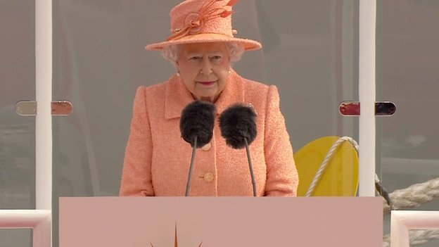 Queen officially naming P&Os Britannia at Ceremony